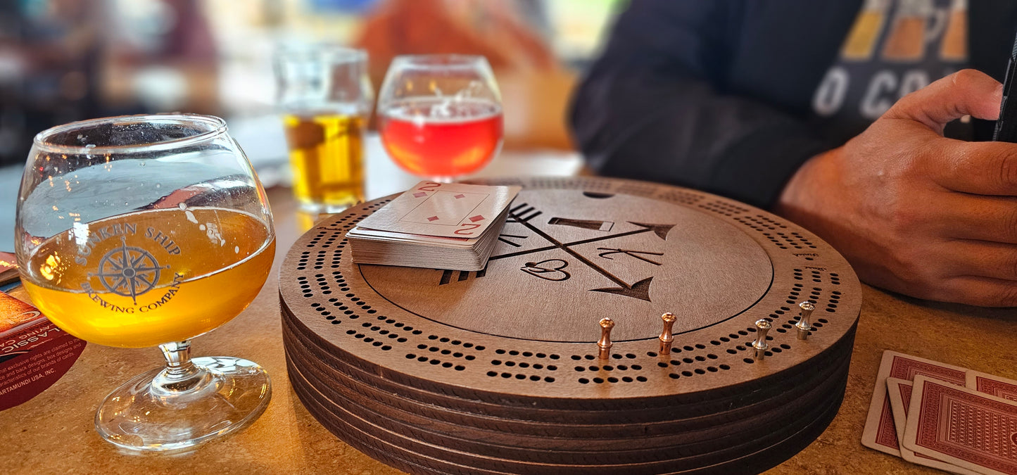 Round Cribbage Board