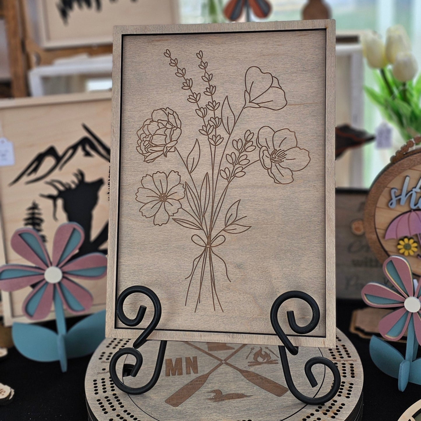Birth Flower Engraved Bouquet