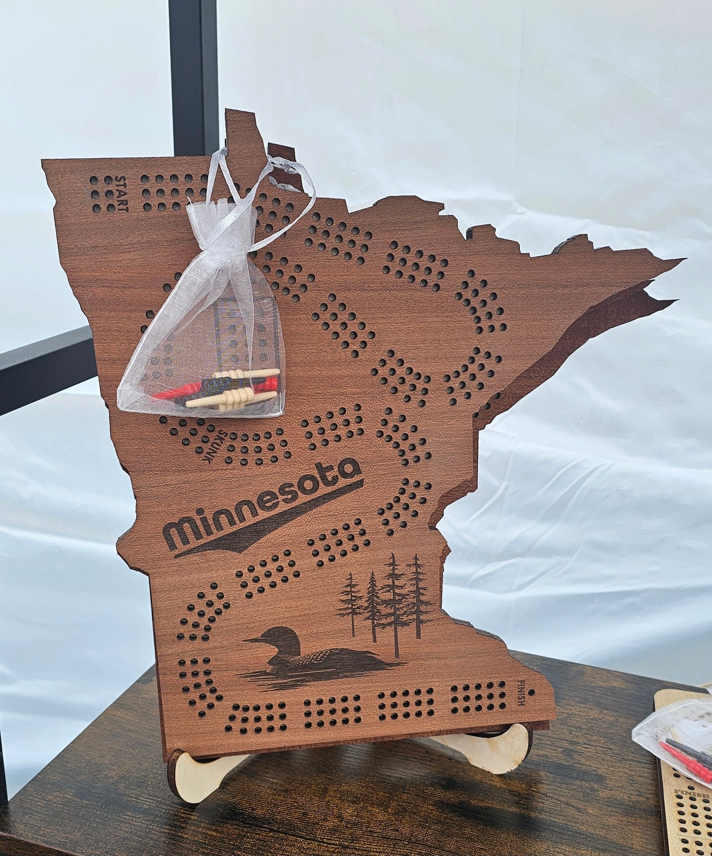 Minnesota Shaped Cribbage Board